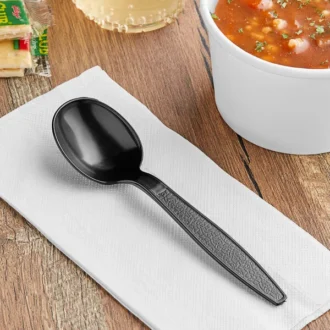 HEAVY DUTY WEIGHT PLASTIC SOUP SPOON BLACK