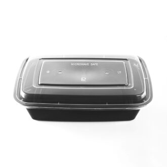RECTANGULAR BLACK PLASTIC LUNCH BOX SET