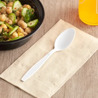 WHITE HEAVY WEIGHT PLASTIC TEA SPOON